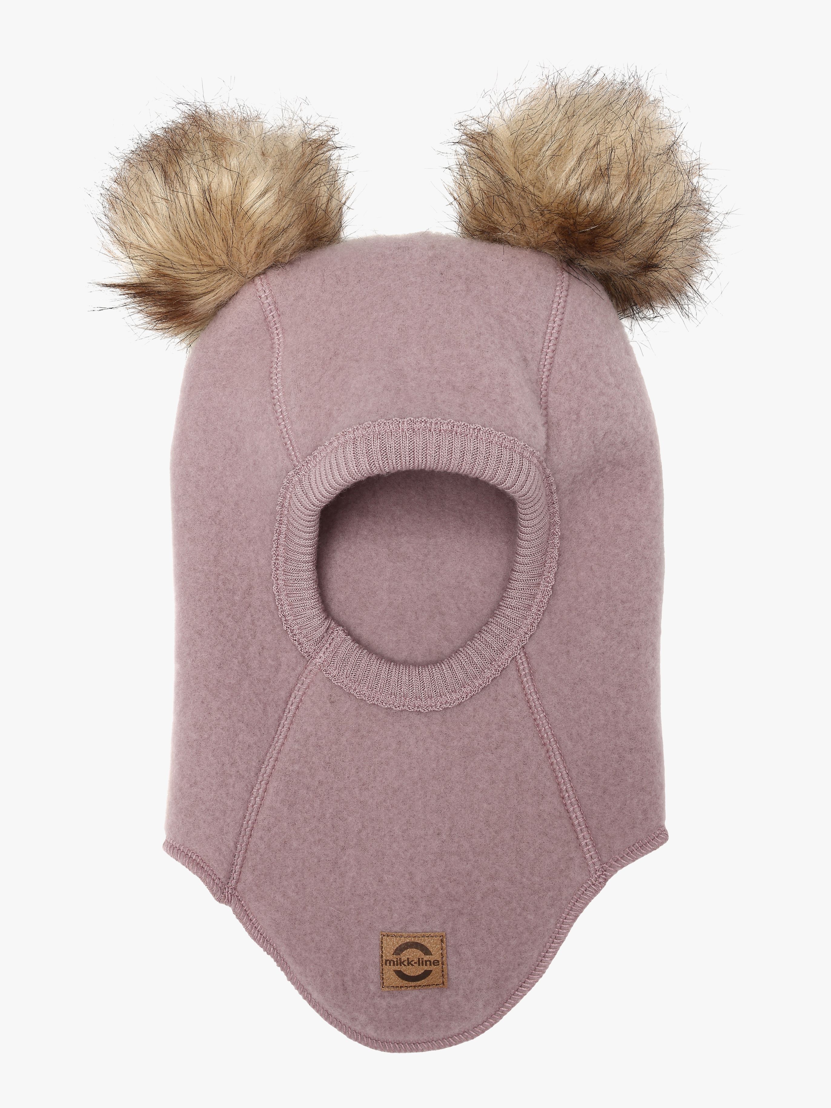 Mikk-Line Schlupfmütze Merinowolle mit Bommel, Twilight Mauve, 74-80