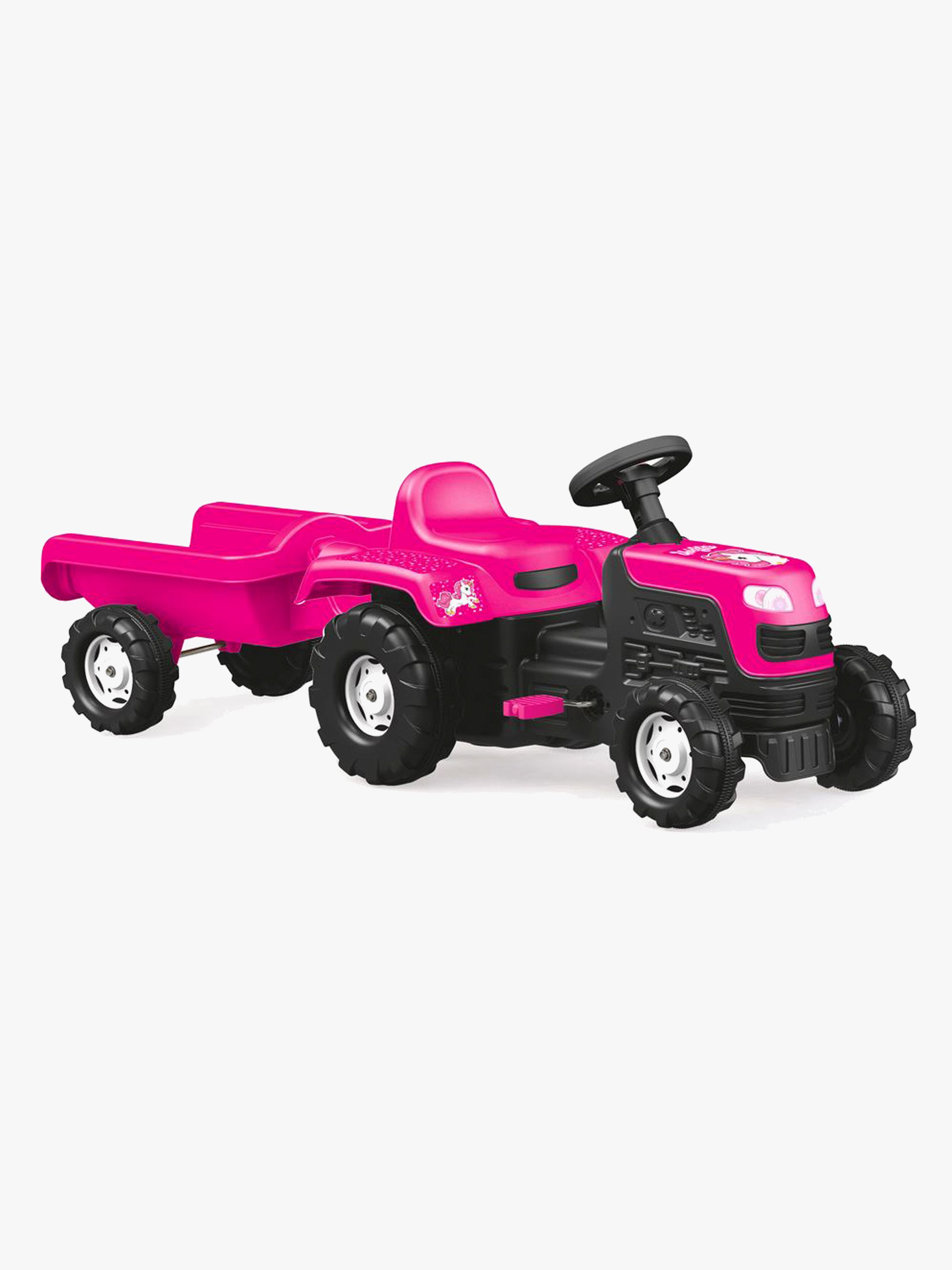 Trettraktor mit Anhänger, Rosa