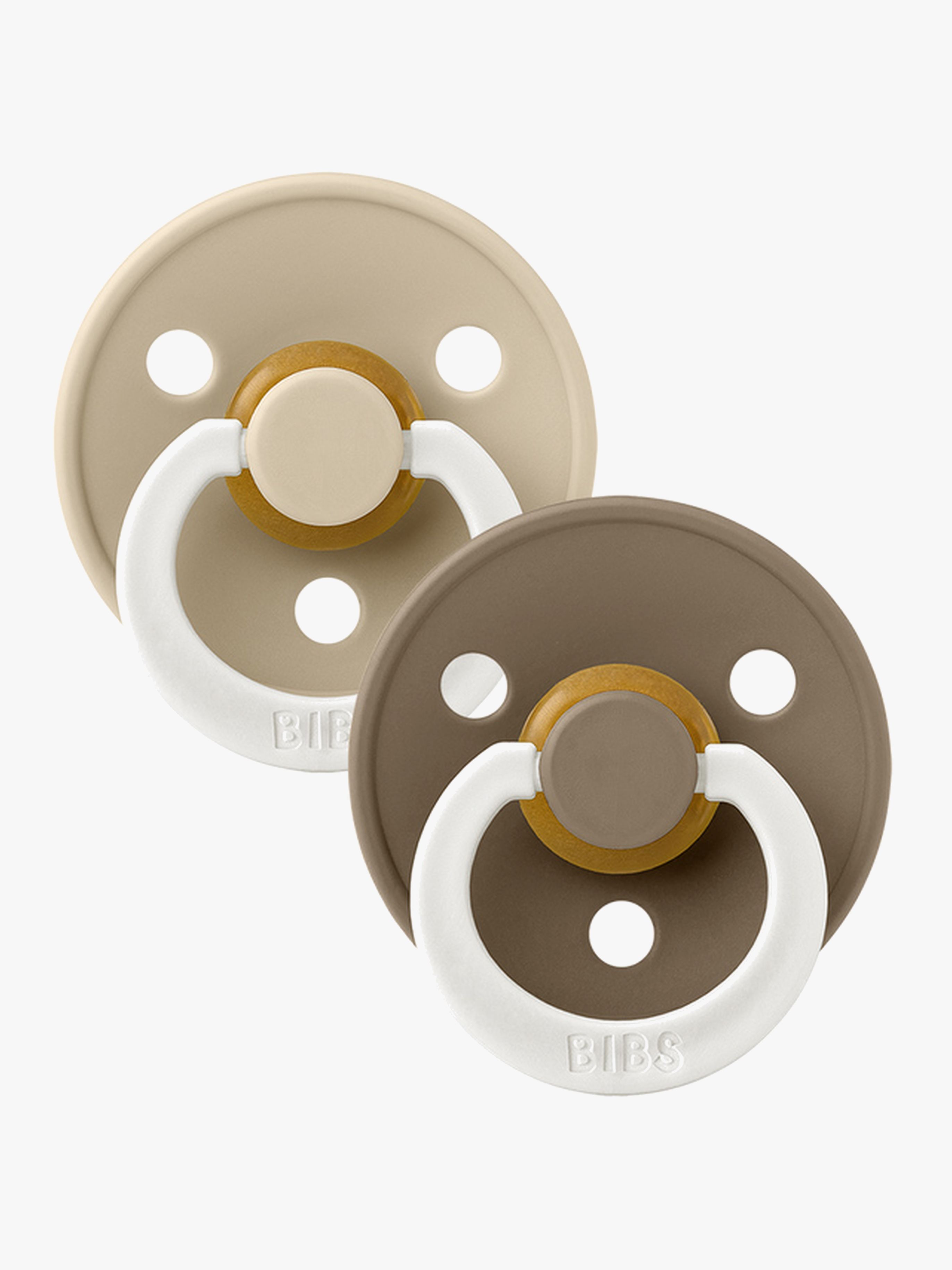 BIBS Schnuller Colour 2er-Pack Latex Größe 2, Vanilla Glow/Dark Oak Glow