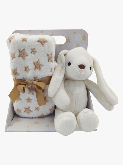 CarloBaby Kaninchen Fleecedecke und Kuscheltier, Weiß