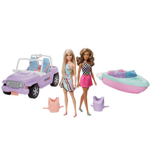 Barbie Puppenset Auto und Boot mit 2 Puppen