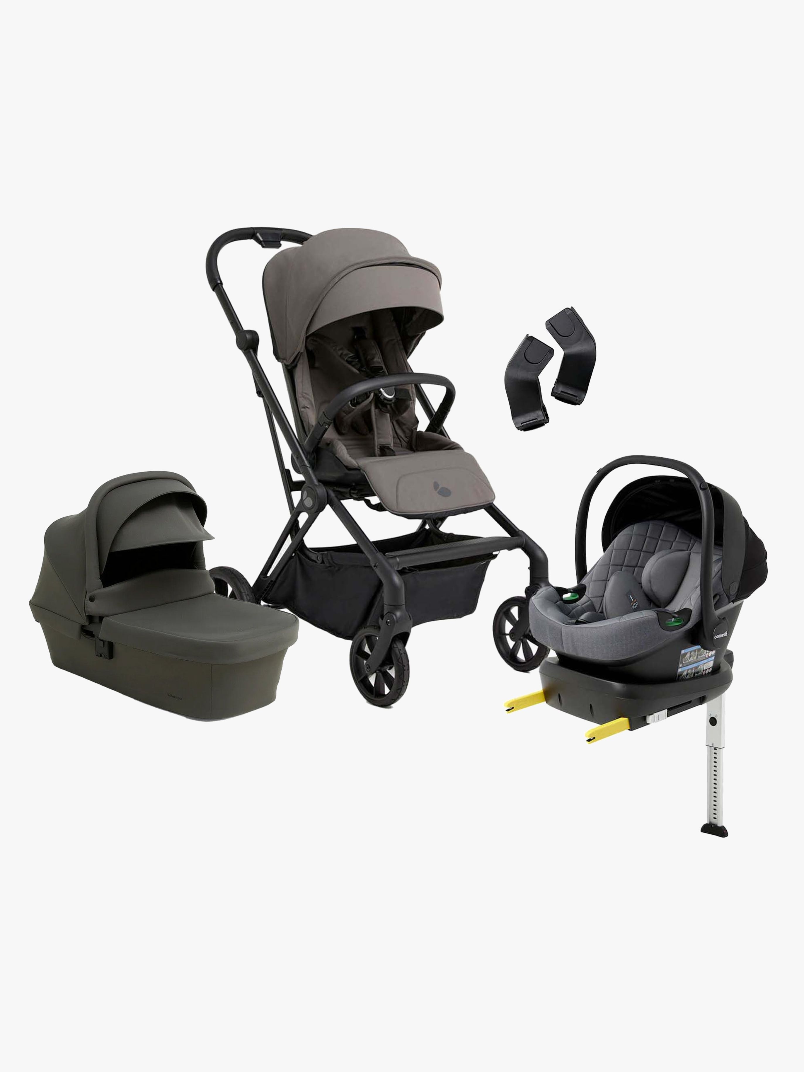 Beemoo Pro Twist Kombiwagen inkl. Beemoo Route Babyschale &  Basis, Mocha Grey/Mineral Grey
