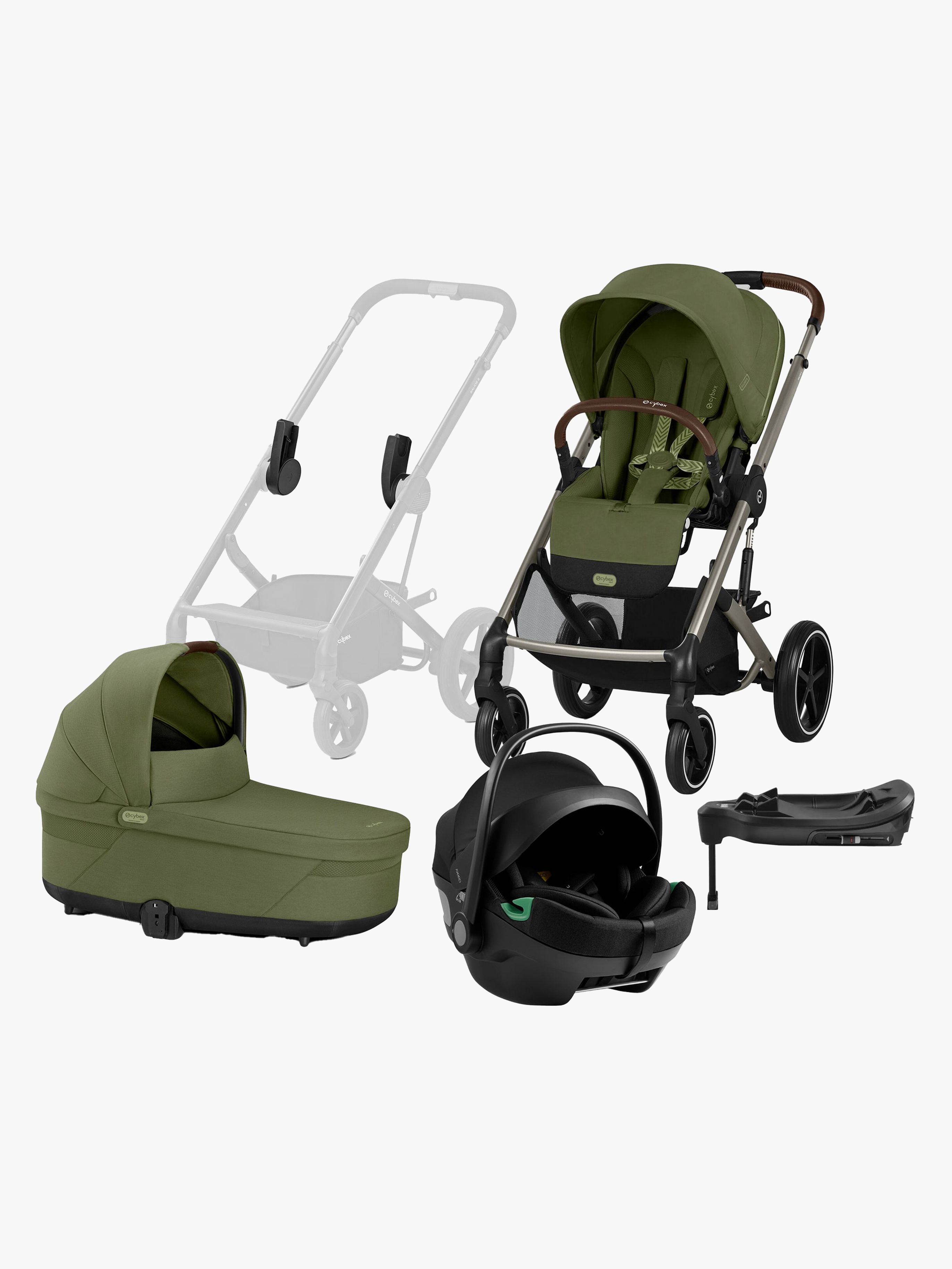 Cybex BALIOS S Lux Kombikinderwagen inkl. Axkid GOKID Babyschale & Basis, Moss Green