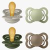 BIBS Supreme Schnuller 4er-Pack Latex Gr. 1, Sand/Sage/Hunter Green/Dark Oak