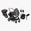 Beemoo Maxi 4 Twin Geschwisterwagen inkl. Geschwistersitz & Cybex Aton B2 Babyschale & Basis, Black/Volcano Black