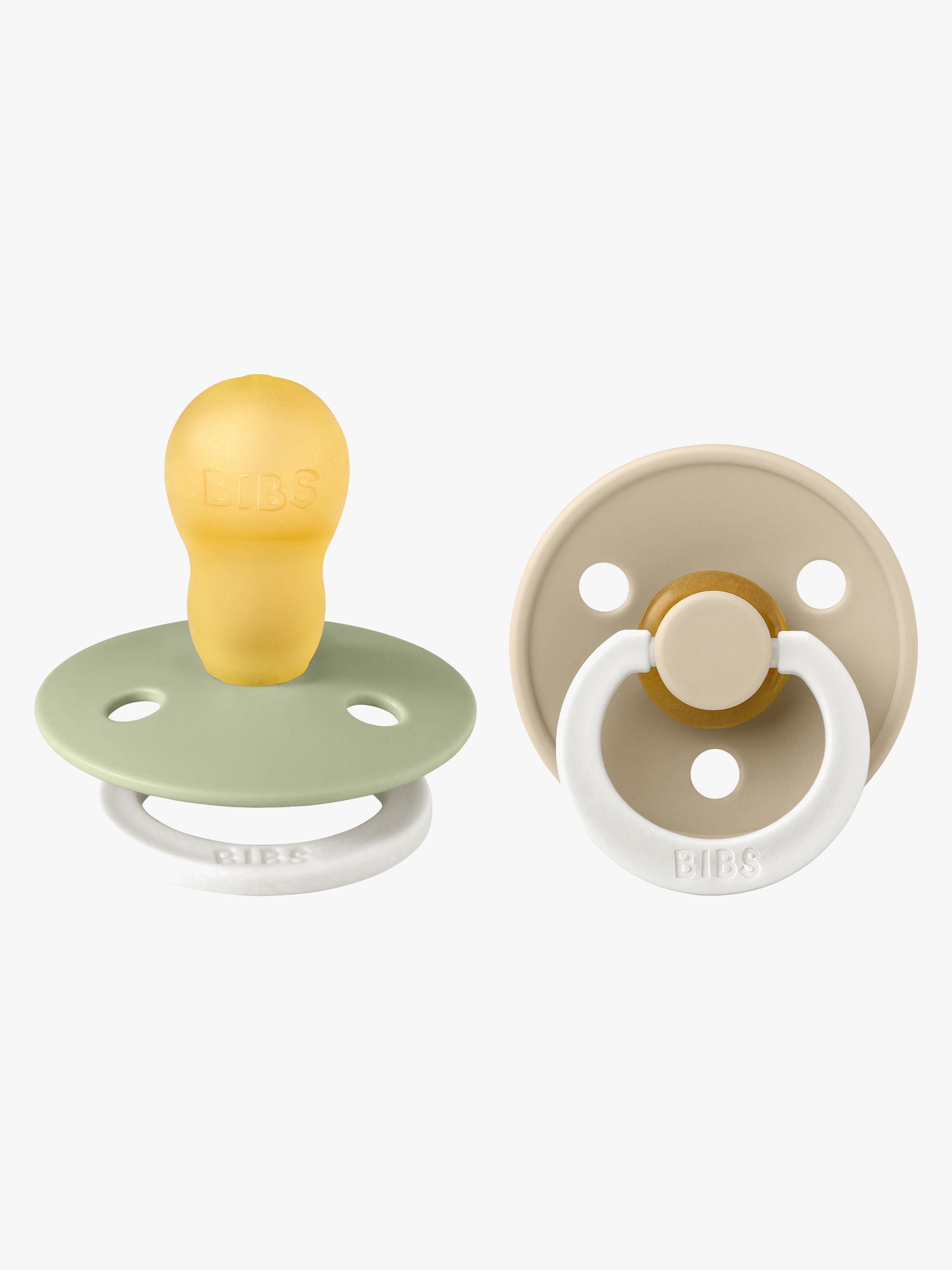 BIBS Colour Schnuller 2er-Pack Latex Größe 3 Rund, Sage GLOW/Vanilla GLOW