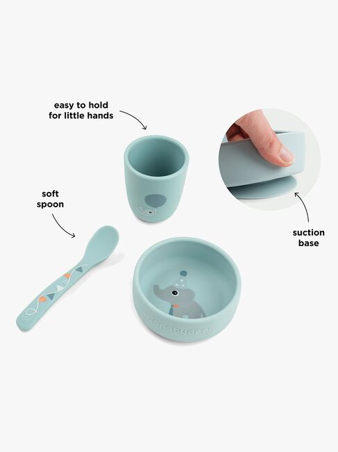 Done By Deer Celebration Silikon Geschirr-Set Stick & Stay, Blue