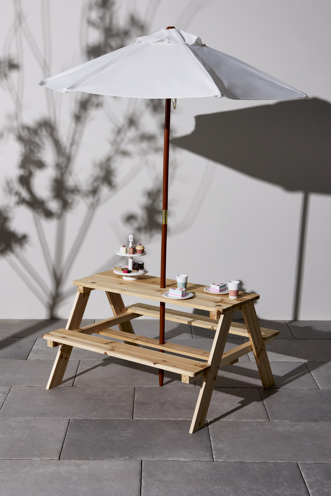 Woodlii Picknicktisch mit Sonnenschirm, Wood