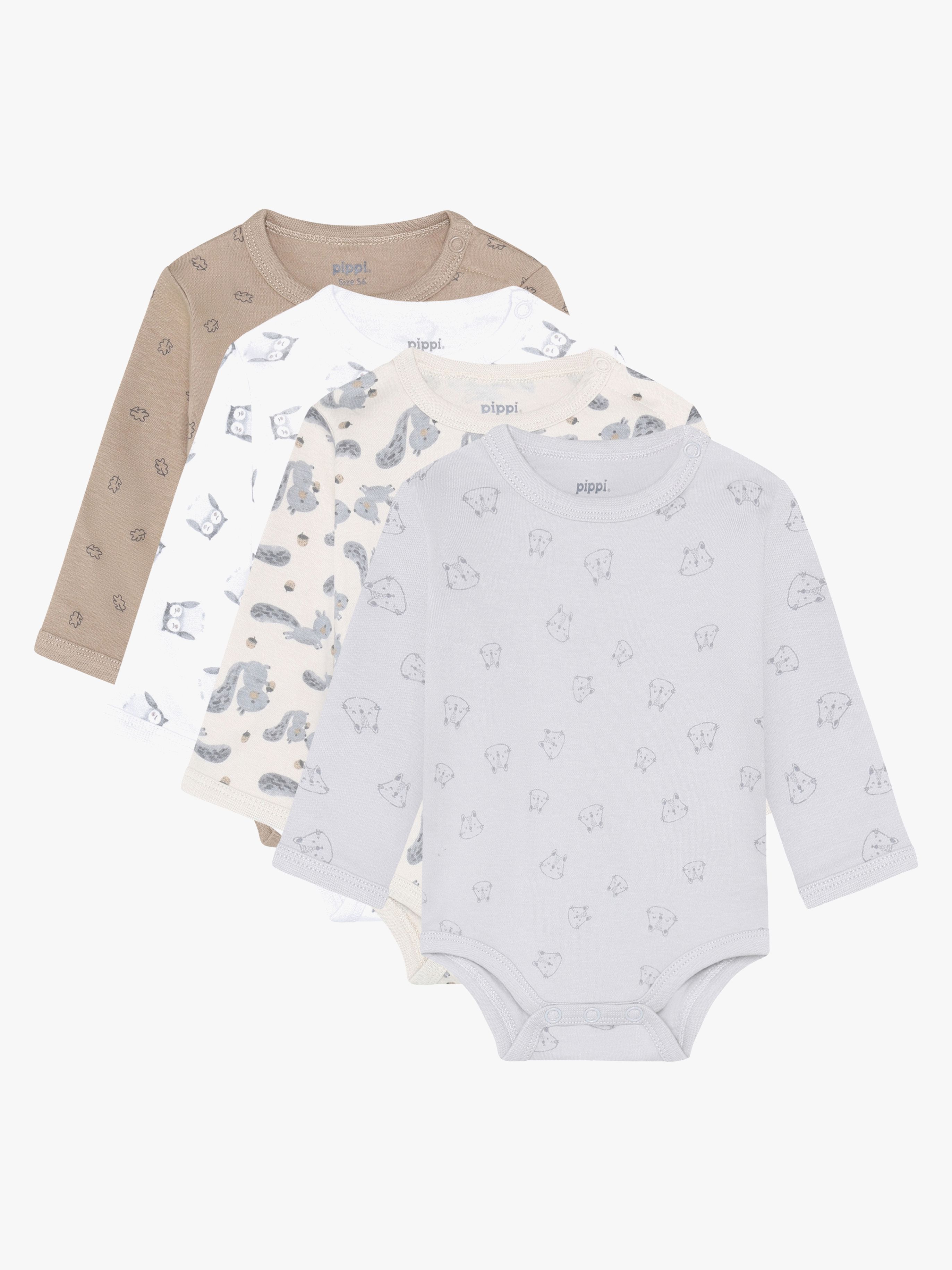 Pippi Langärmliger Body 4er-Pack, Rainy Days, 62, Babykleidung
