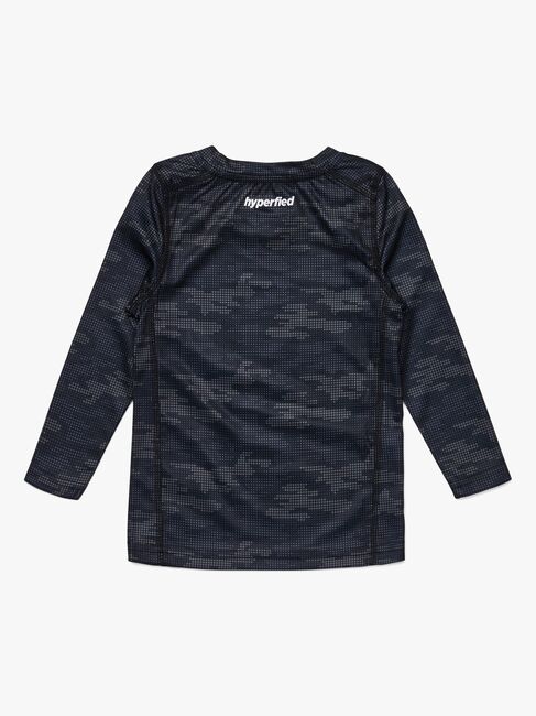 Hyperfied Long Sleeve Logo T-Shirt, Grey Camo