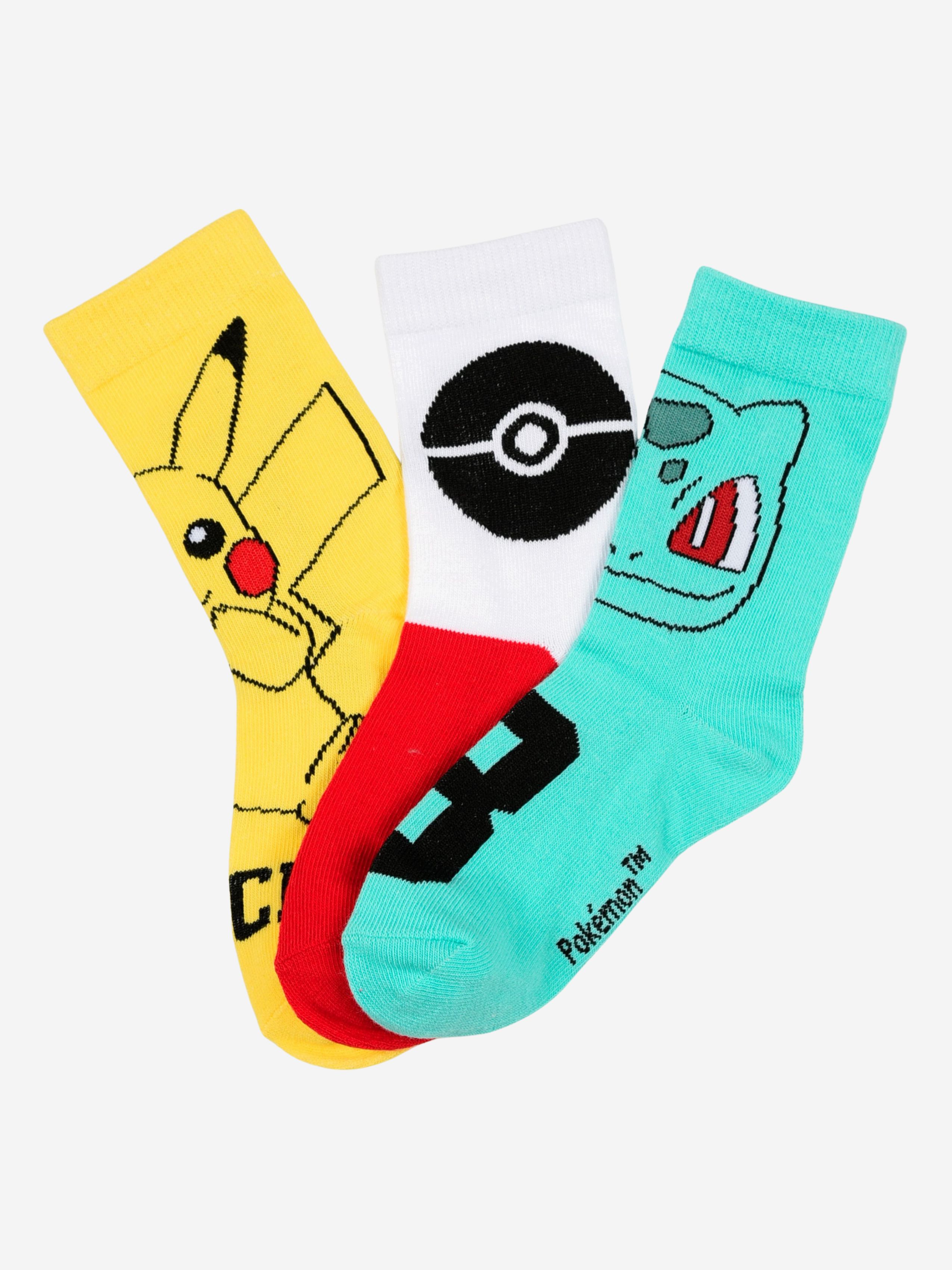 Pokémon Socken 3er-Pack, Mehrfarbig, 27-30