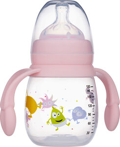 2B Baby Babyflasche mit Trinklerngriff Babblarna 180 ml, Rosa