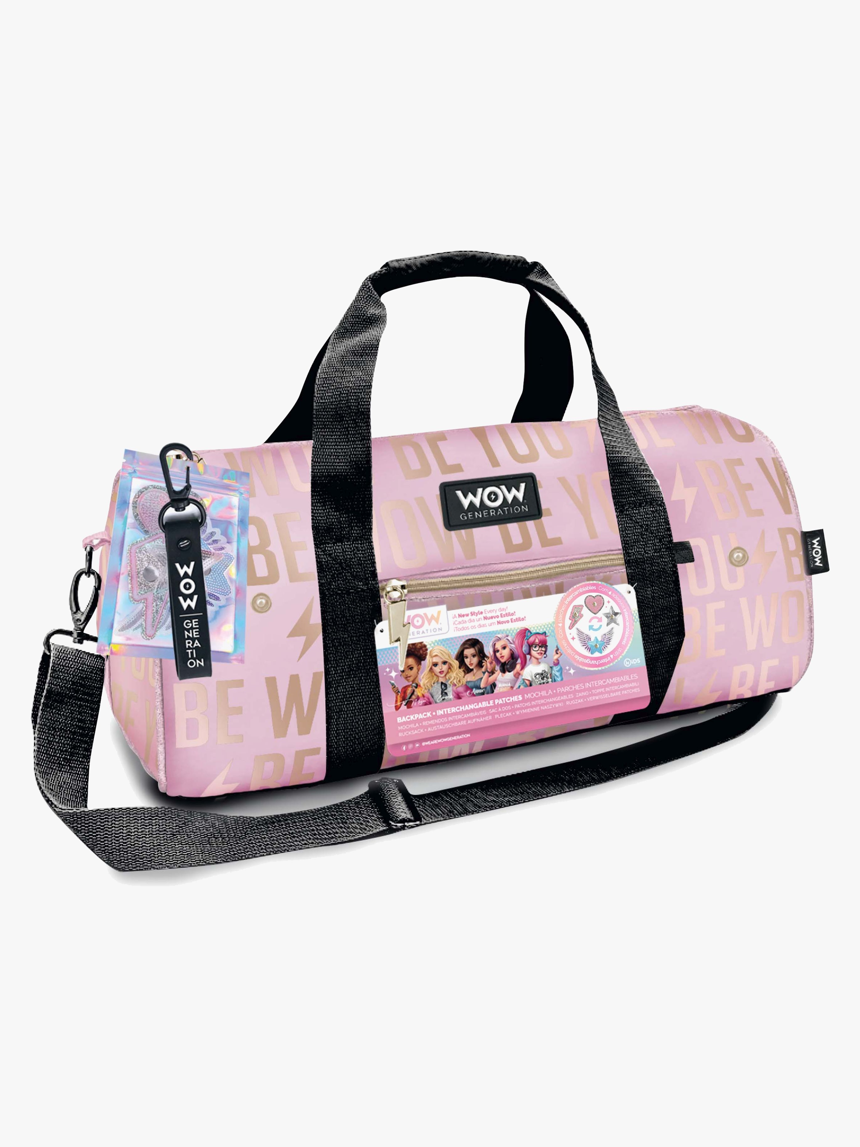 Reisetasche mit Stoffmarken, Rosa