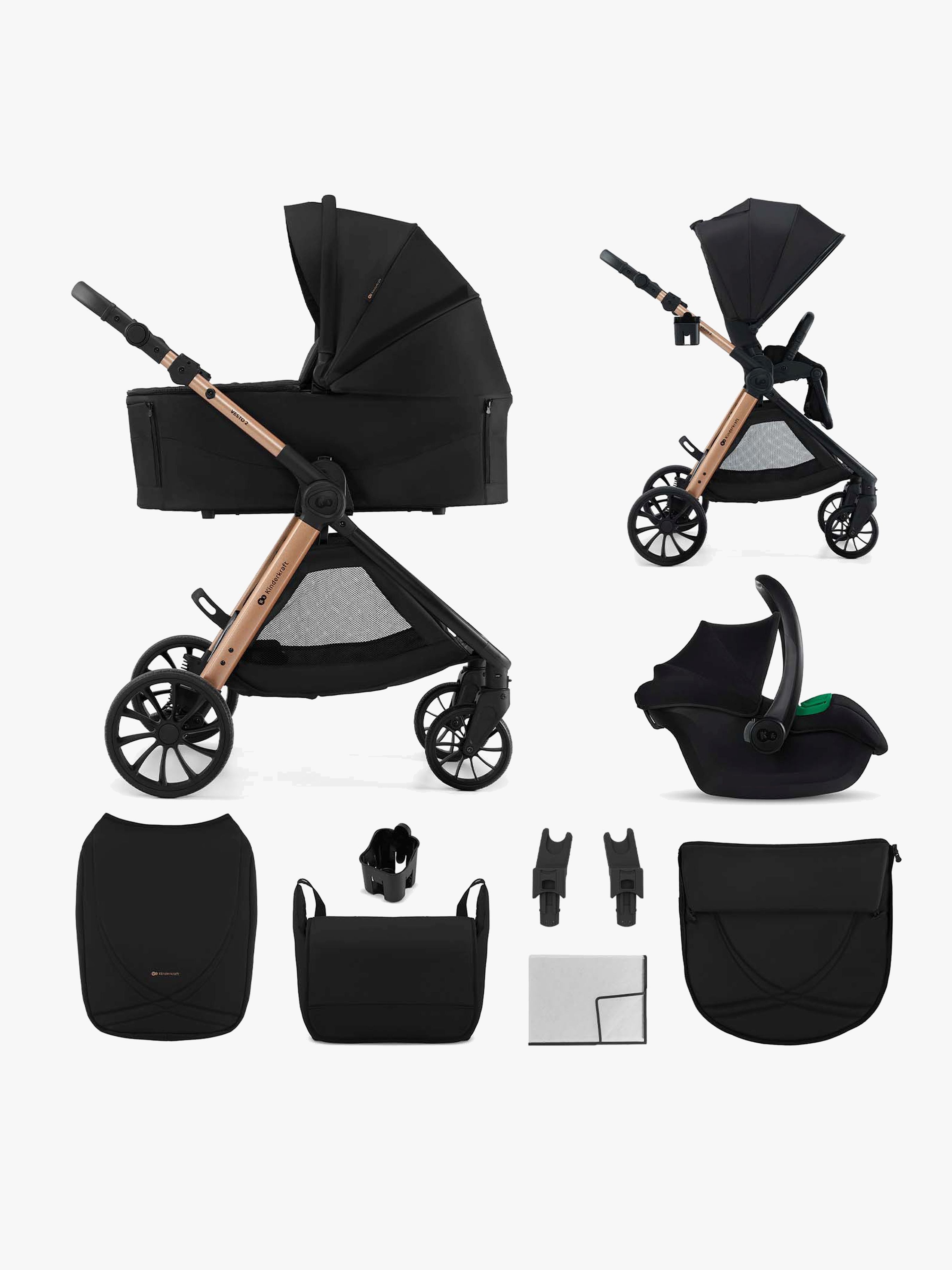 Kinderkraft Vesto 2 3-in-1 Kombikinderwagen, Black