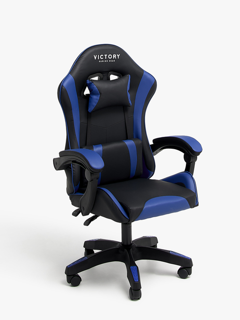 Victory Mission Gaming-Stuhl inkl. Tisch, Schwarz/Blau