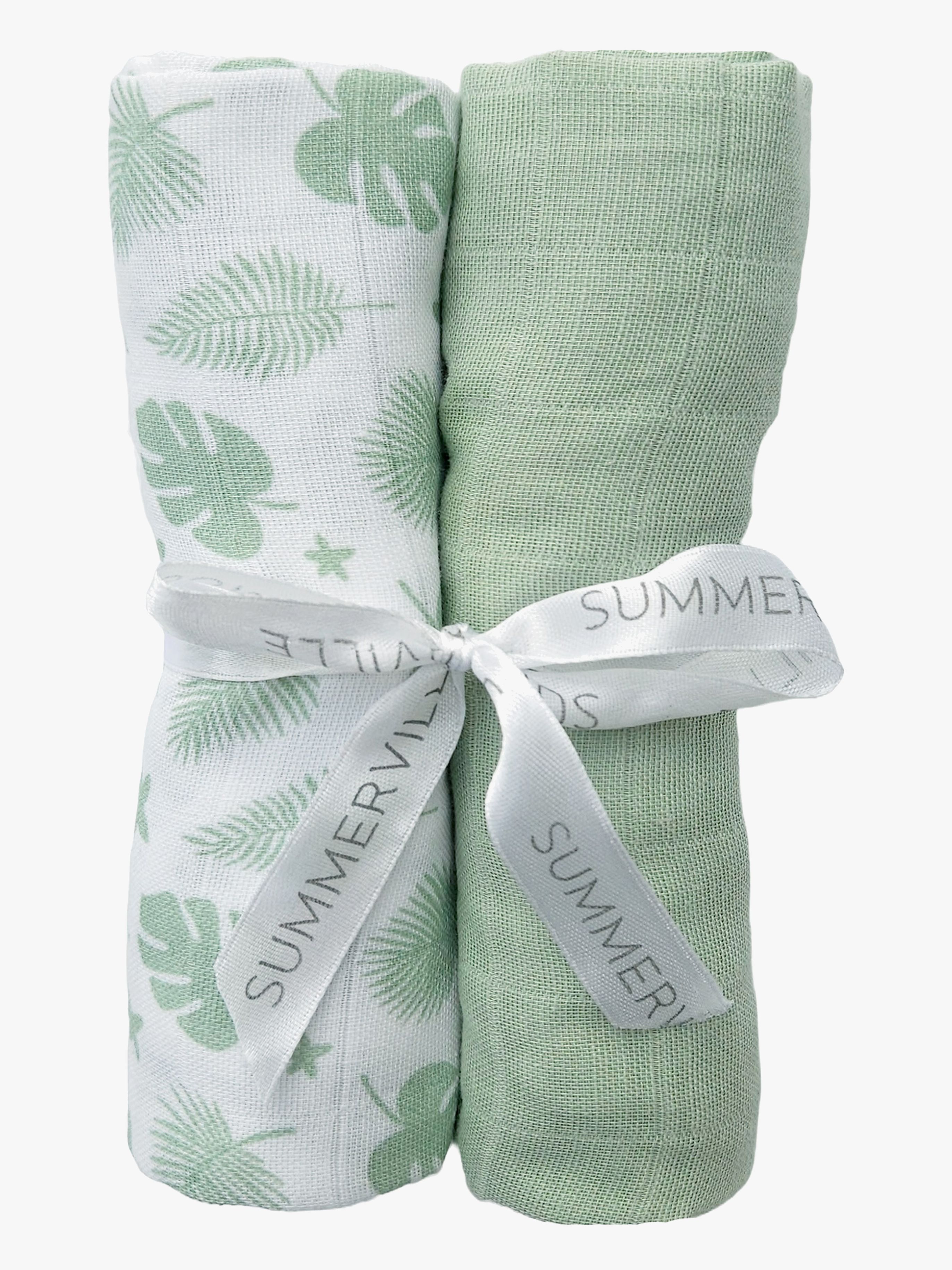 Summerville Organic Musselintuch 2er-Pack, Tropical/Green