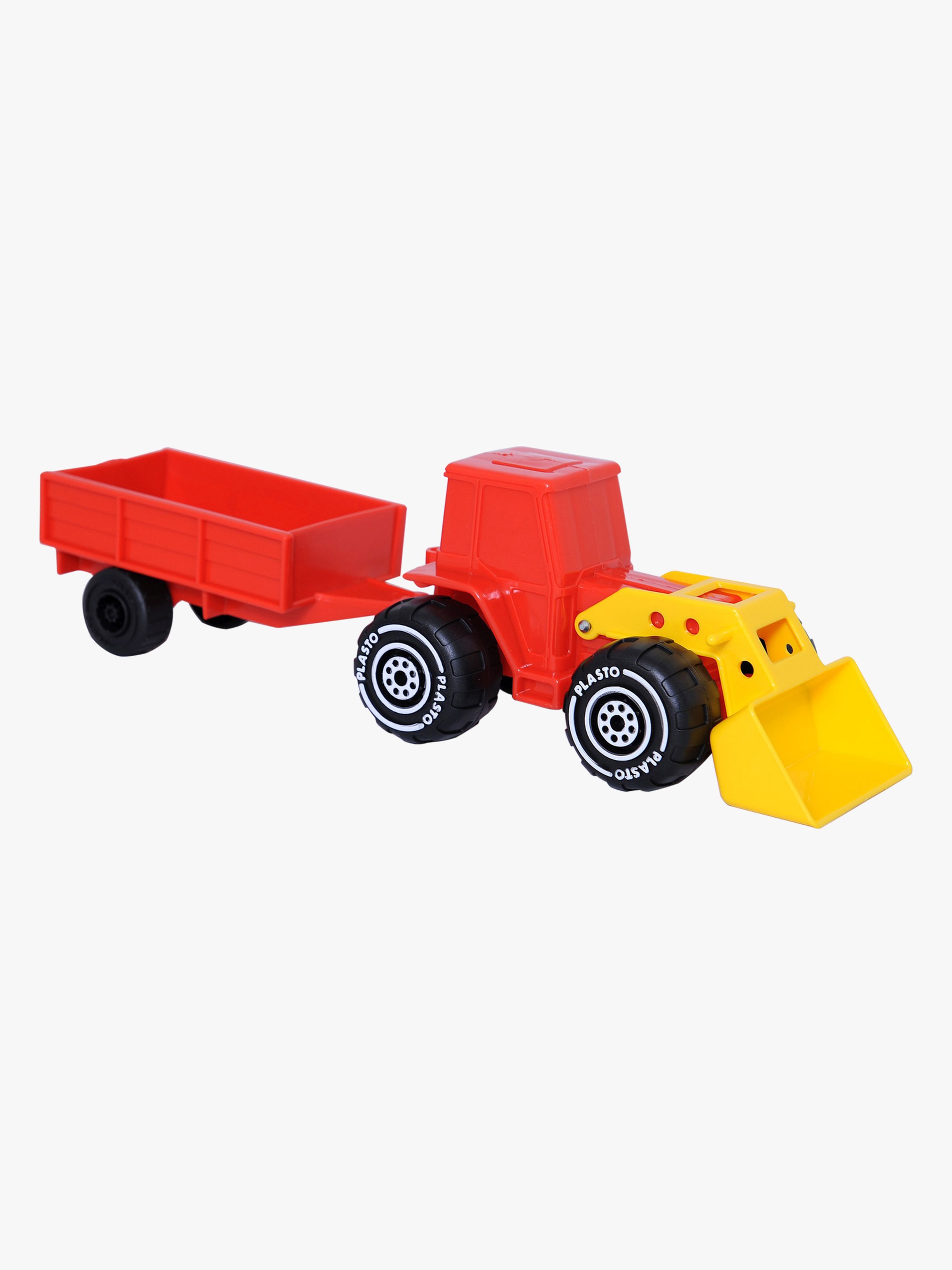 Plasto Traktor mit Frontlader und Anhänger