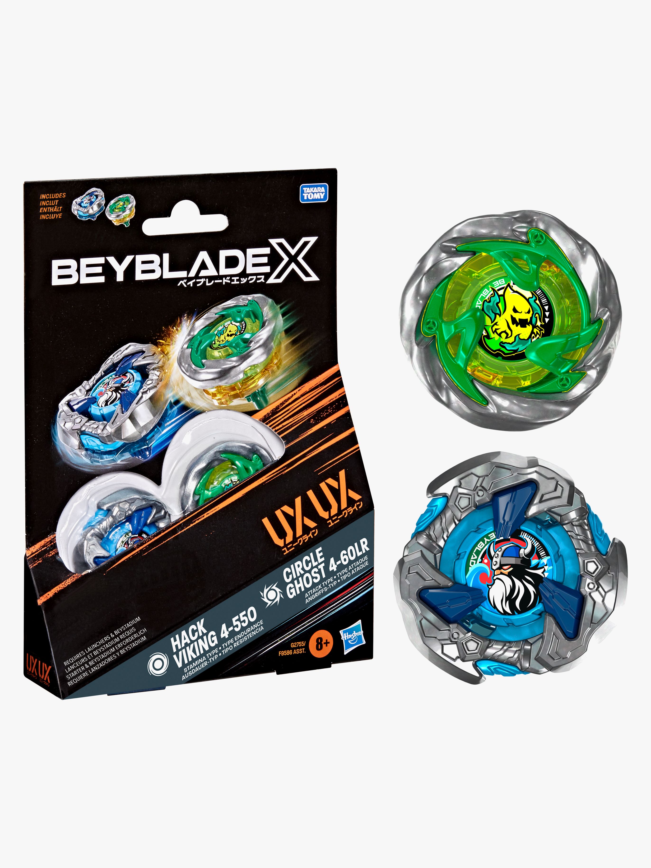 Beyblade X Circle Ghost 4-60LR UX &  Hack Viking 4-550 UX Kreisel 2er-Pack