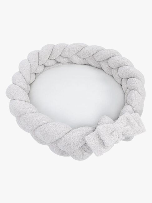 MeowBaby Bearly Babynest mit geflochtenem Schutz & Spielteppich, Offwhite