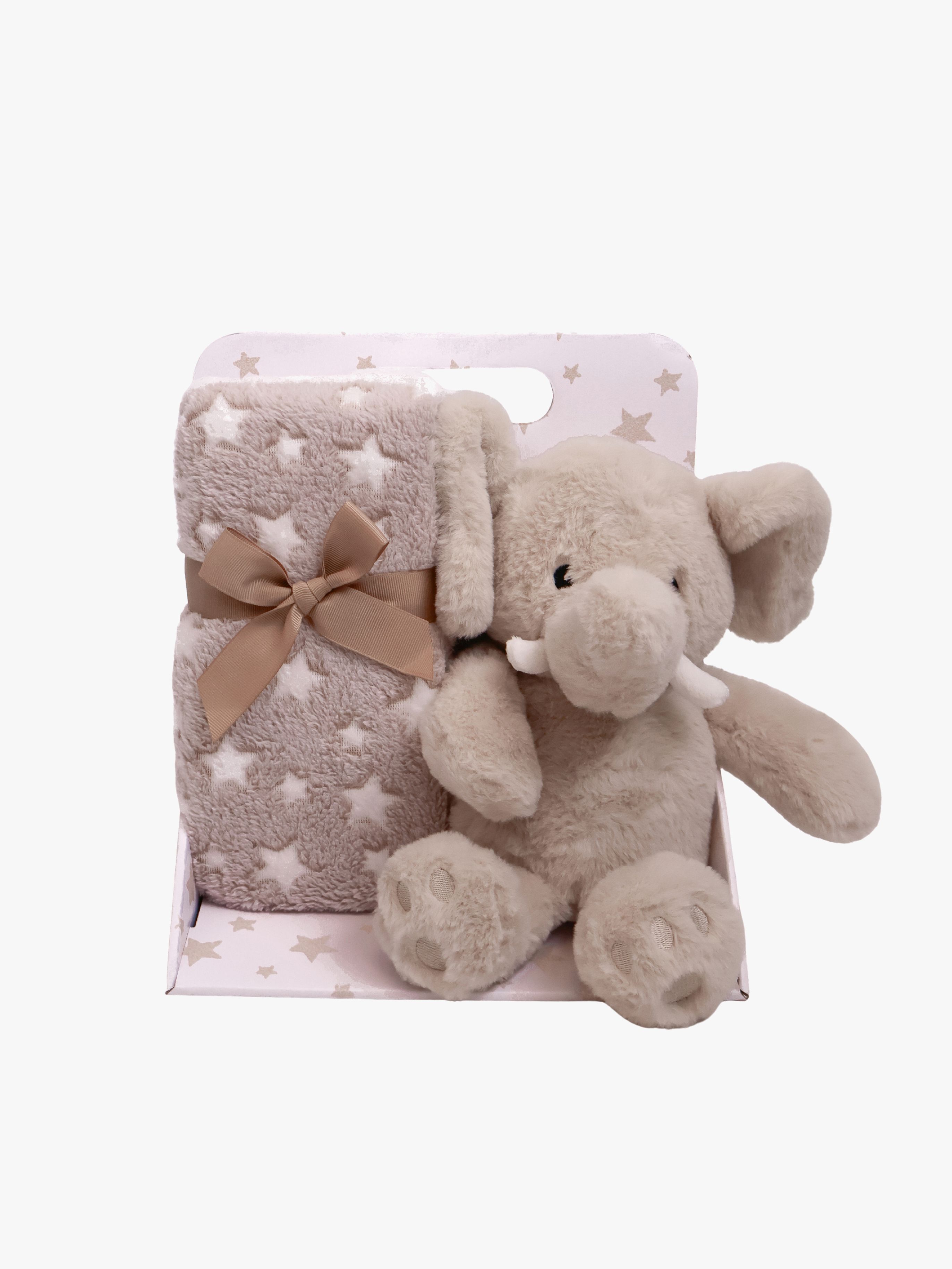 Elefant Fleecedecke und Kuscheltier, Beige