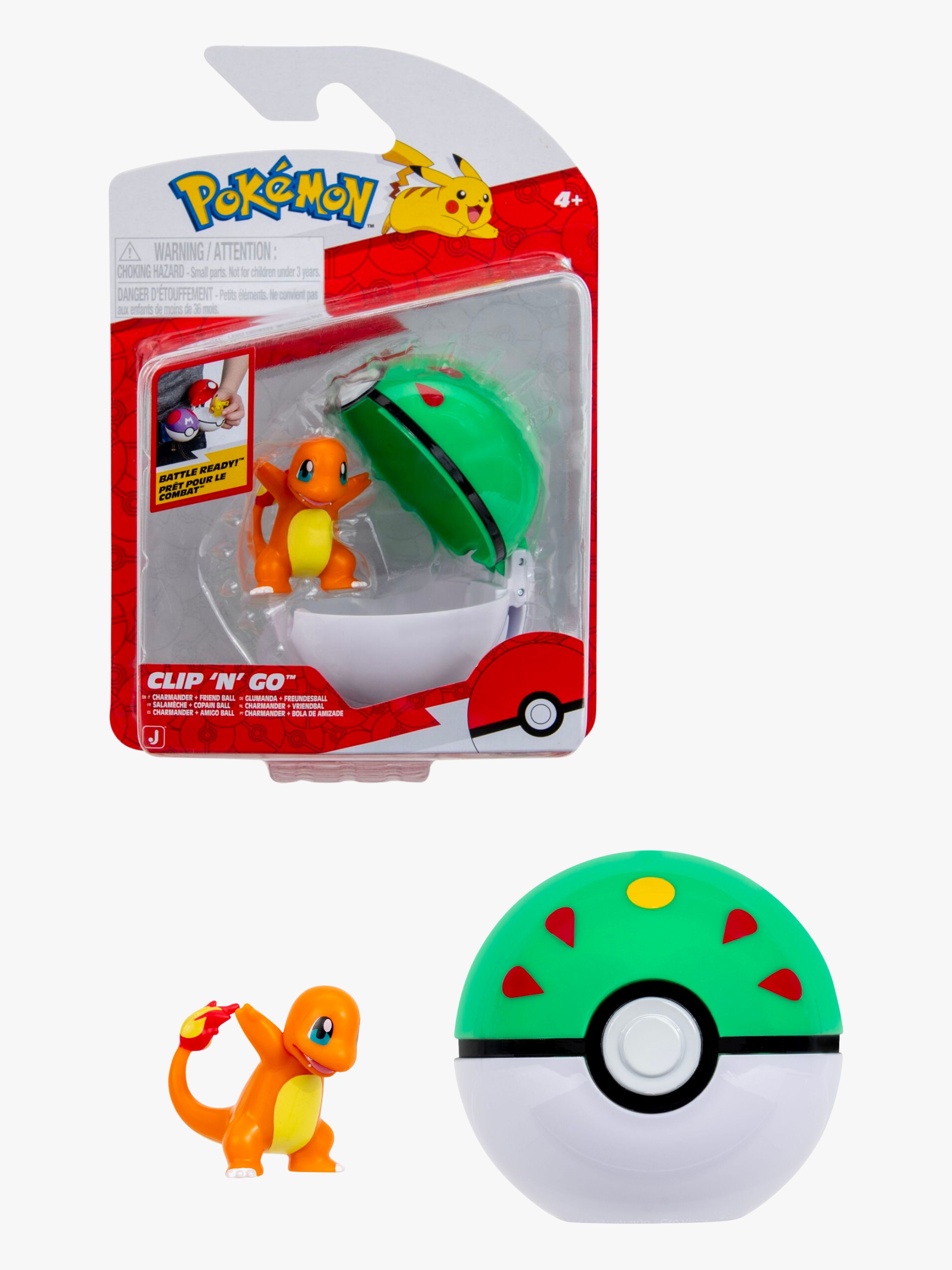 Pokémon Clip 'N' Go Spielzeugset Glumanda mit Friend Ball
