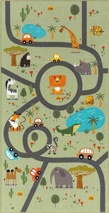 KMCarpets Play Animals Teppich 80x150 cm, Grün