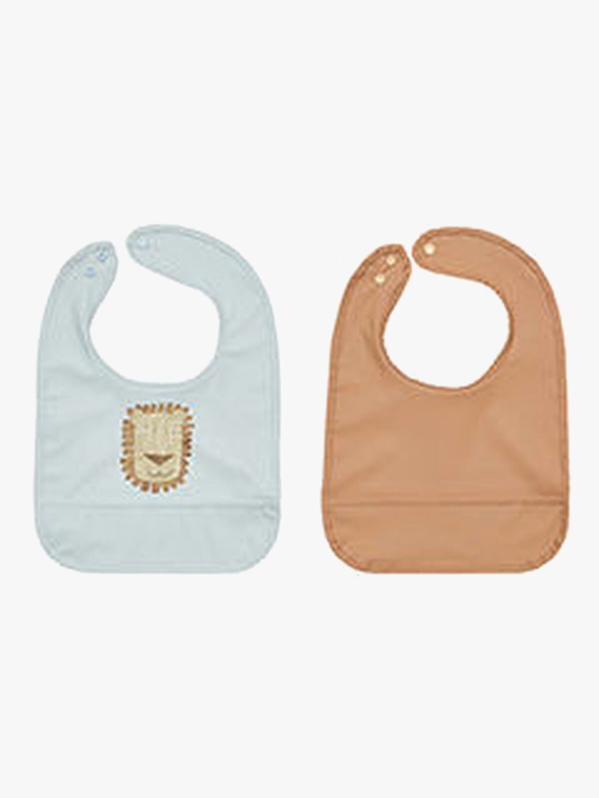 OYOY Lobo Löwe Lätzchen 2er-Pack, Caramel/Ice Blue