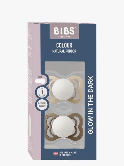 BIBS Supreme Schnuller 2er-Pack Silikon Gr. 1 Symmetrisch, Vanilla Glow/Dark Oak Glow