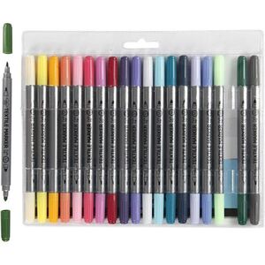Colortime Doppelspitze Textilstifte Komplettierende Farben, 20 Stück