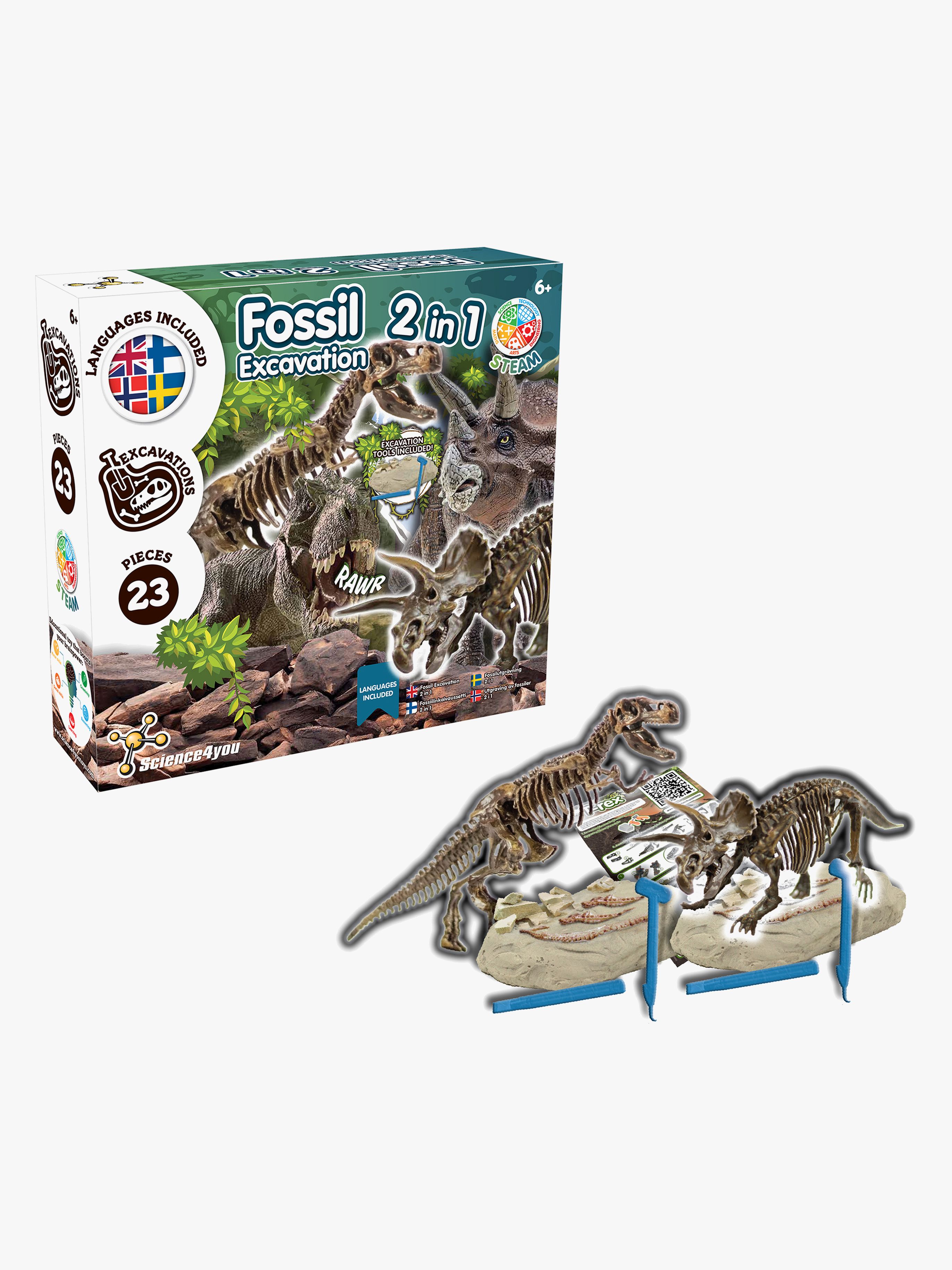 Toyrock STEAM Fossilien-Set Dinosaurier 2-in-1