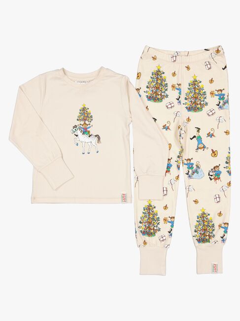 Geggamoja Weihnachtspyjama Zweiteilig Pippi Langstrumpf, Beige