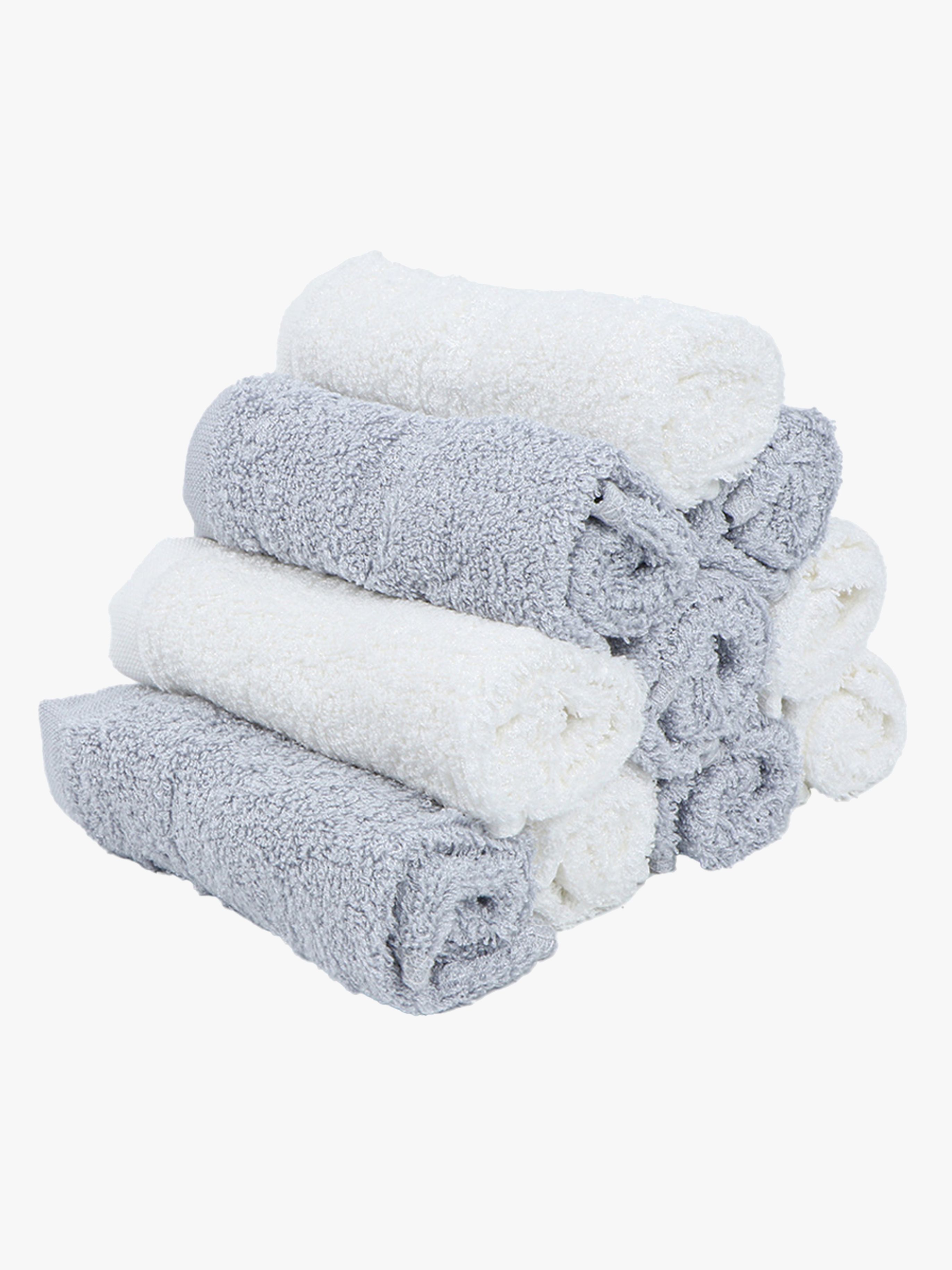 Waschlappen Bambus 10er-Pack, Weiß / Grau