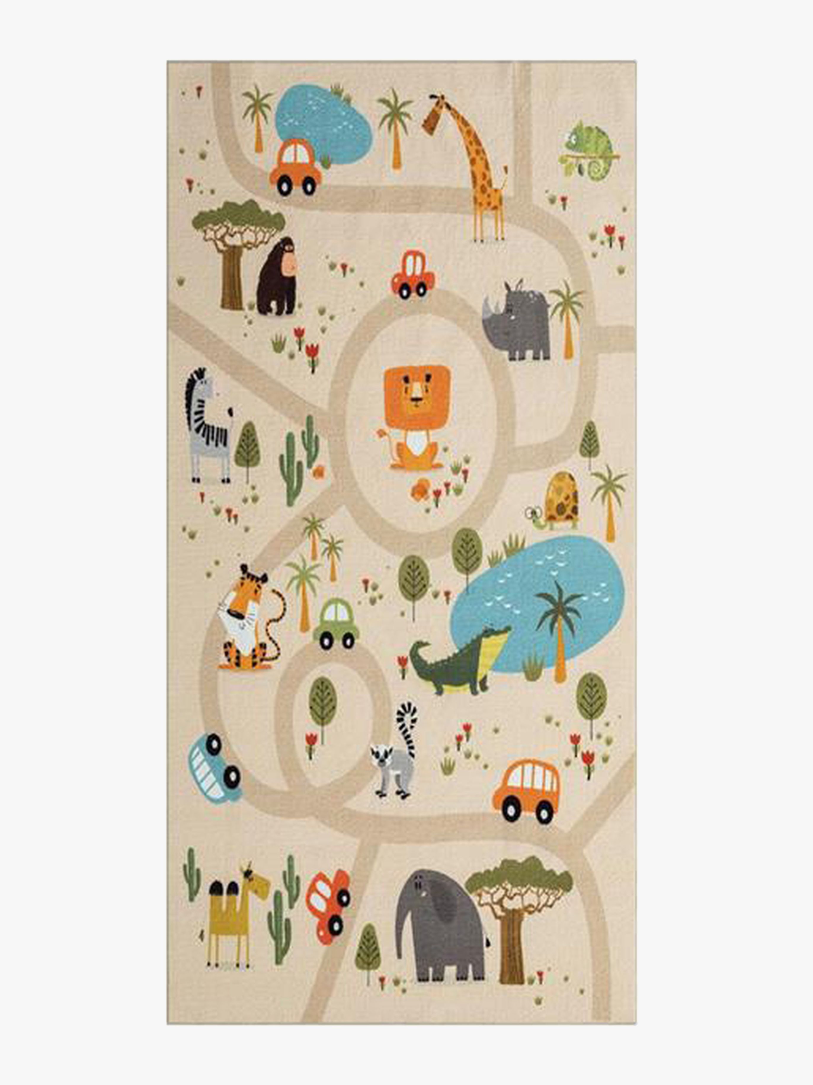 Play Animals Teppich 80x150 cm, Leinenfarben