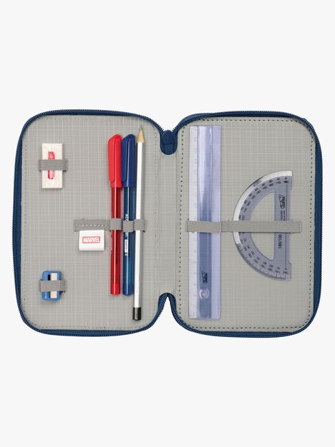 Marvel Spider-Man Gefülltes Dreifach-Federmäppchen 37 Teile, Blau