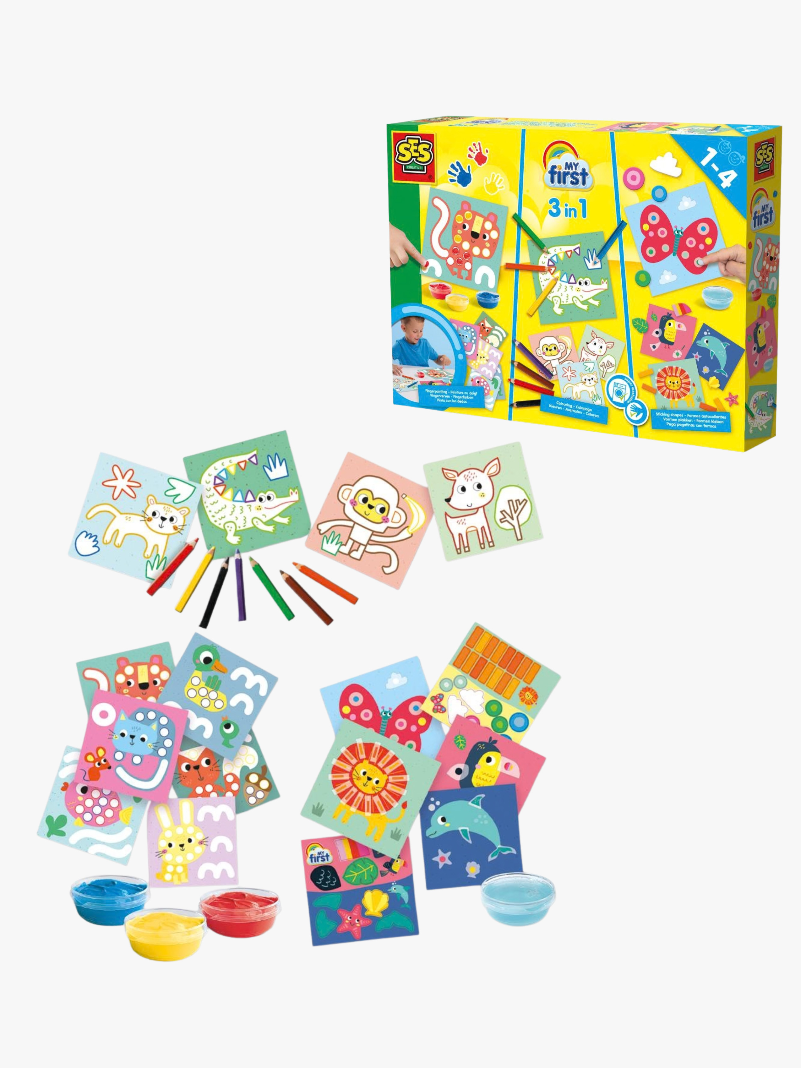 3-in-1 Bastelset Meine Ersten Fingerfarben Ausmalen & Formen