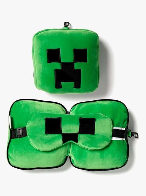 Relaxeazzz Plüsch Minecraft Reisekissen & Schlafmaske, Creeper CUSHMask-306-4817_1.jpg