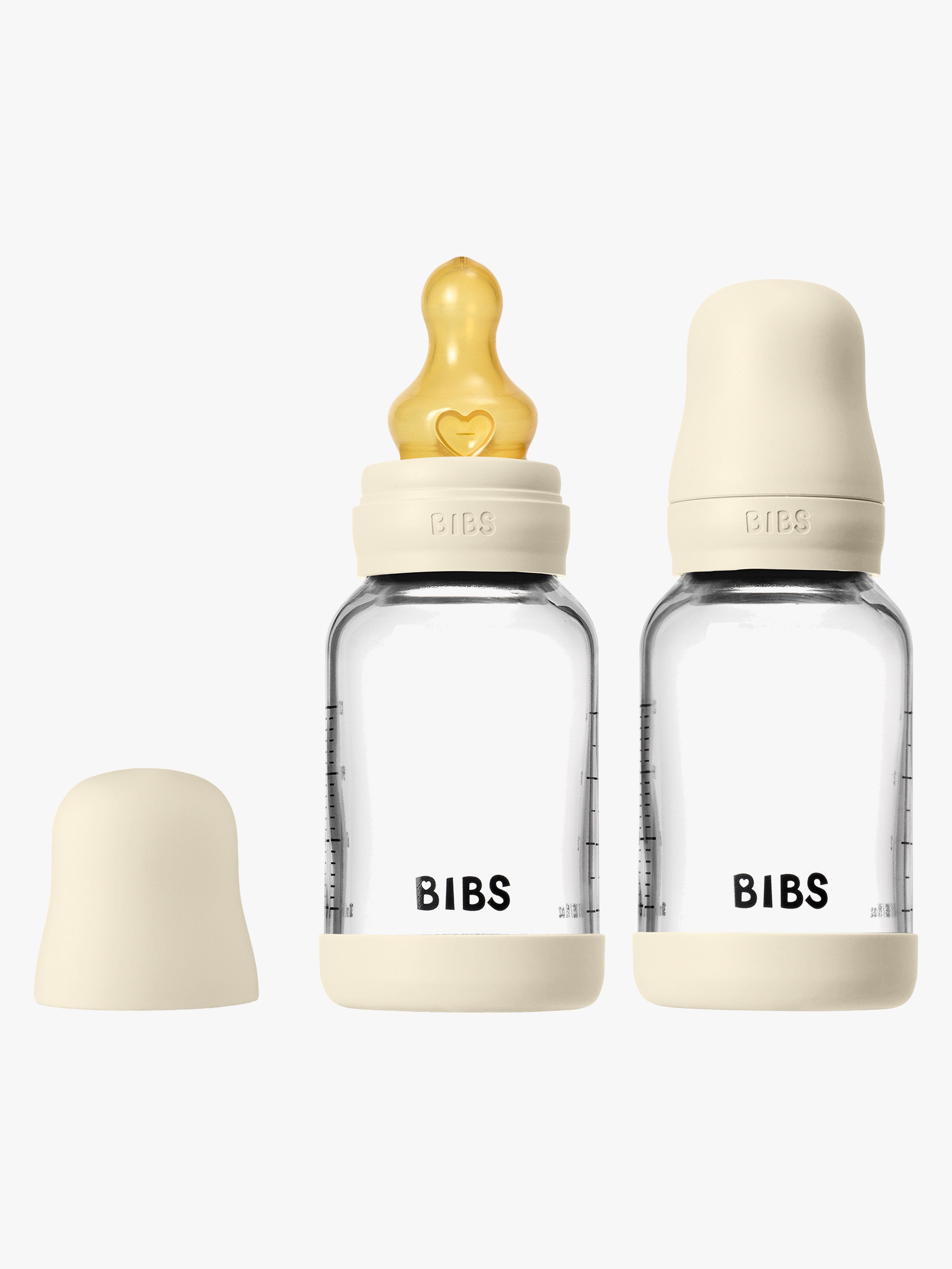 BIBS Slow Flow Glas Fläschchen Latex 2er-Pack 120 ml, Ivory
