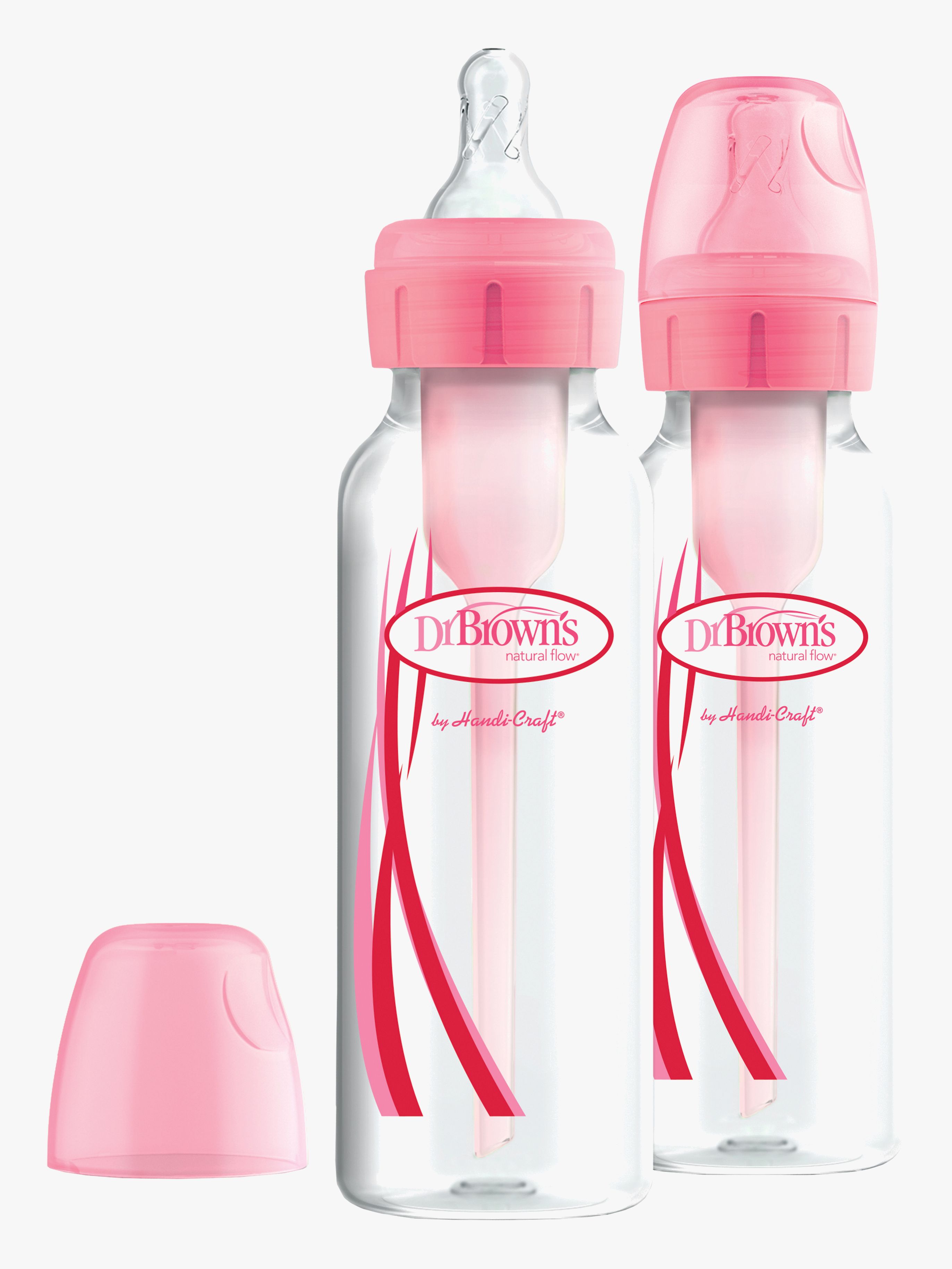 Option+ Schmaler Hals Babyflasche 250 ml 2er-Pack, Rosa