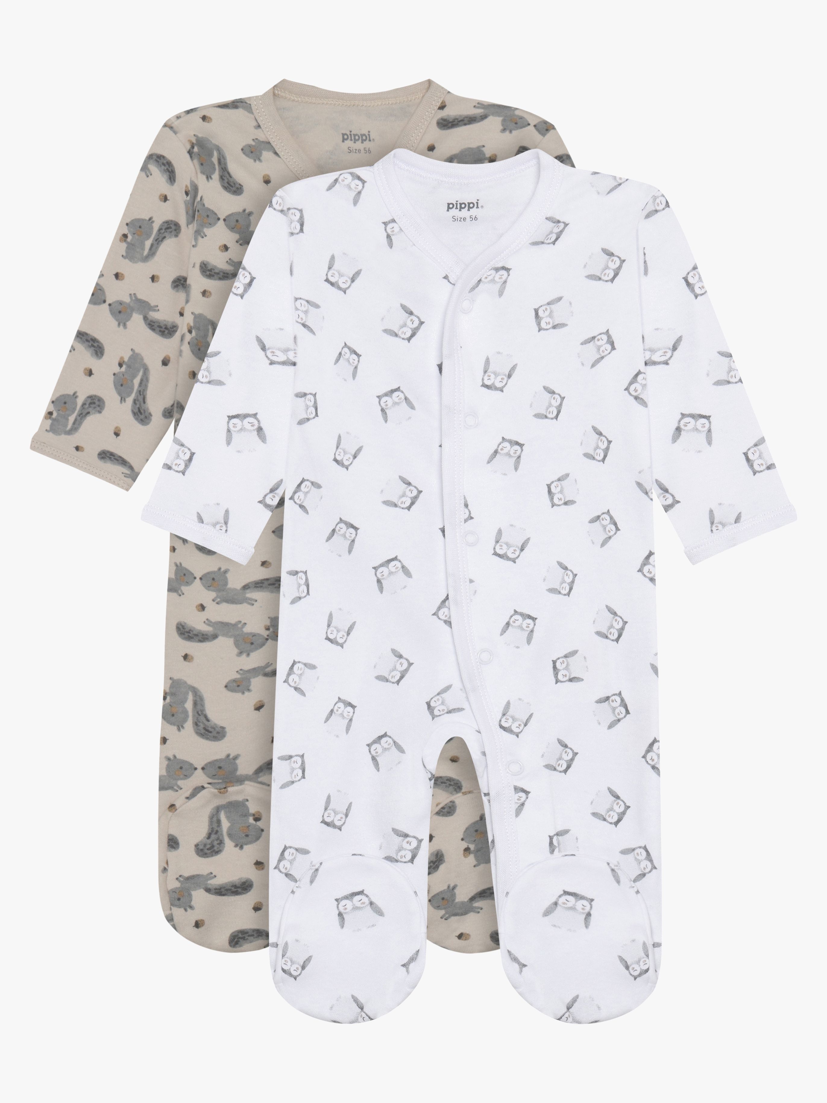 Pippi Baby Onesie mit Füßen 2er-Pack, Rainy Day, 56