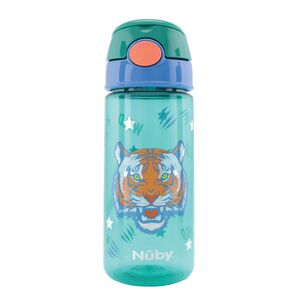 Nuby Soft Straw Push Wasserflasche Tiger 540 ml, Blau