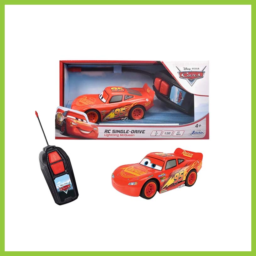 Fernsteuerungsauto Lightning McQueen mit dem Text 'RC SINGLE-DRIVE'.