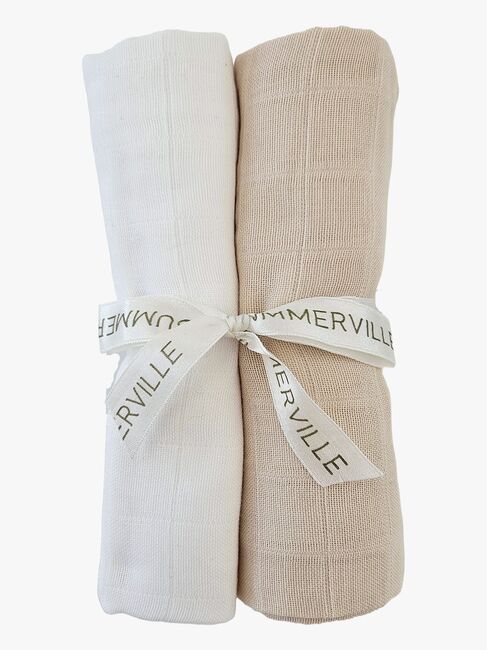 Summerville Organic Musselintuch 2er-Pack, Sandshell/White