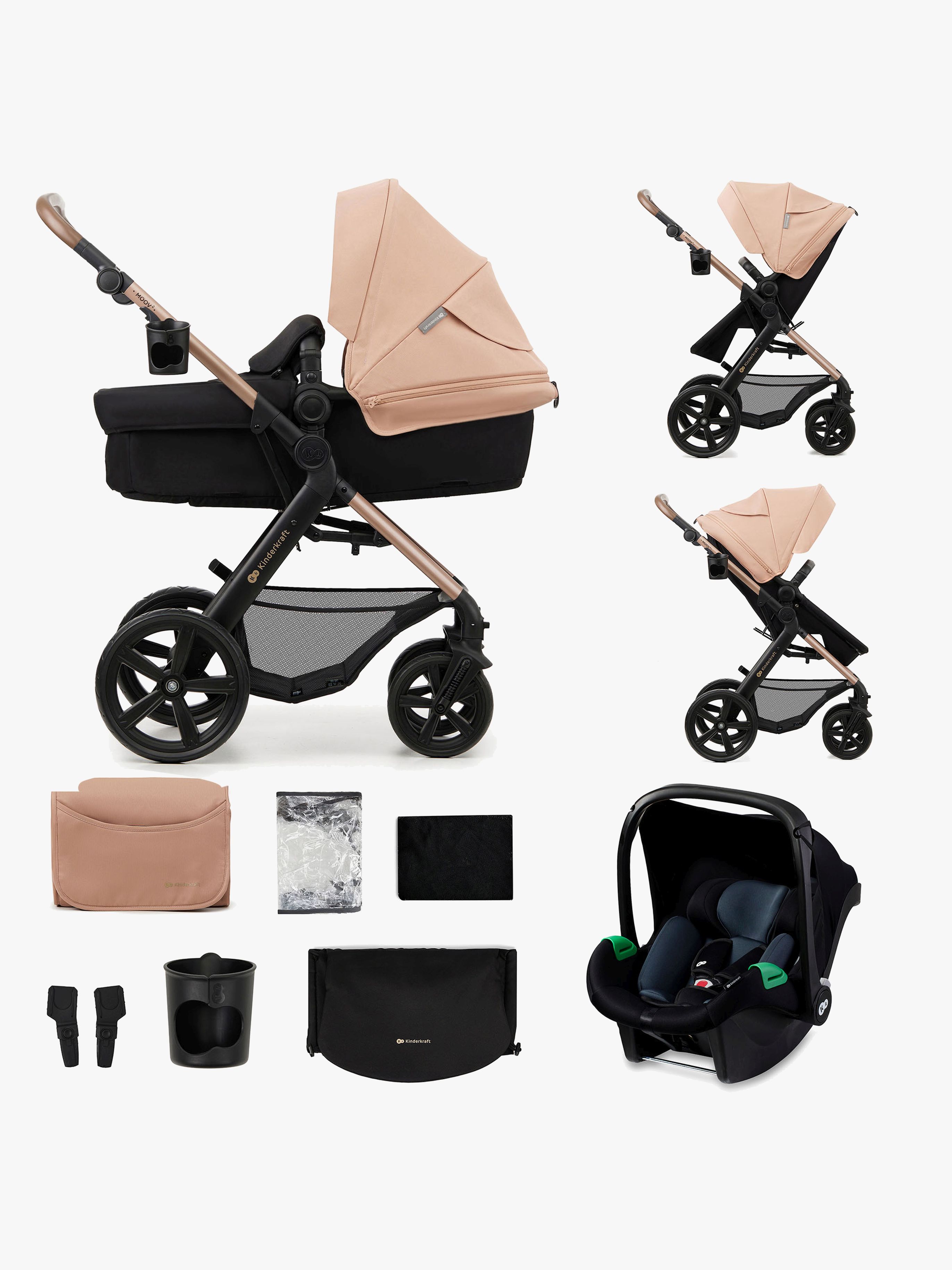 MOOV 2 3-in-1 Kombikinderwagen, Sand Beige, Kinderwagen, 2 in 1