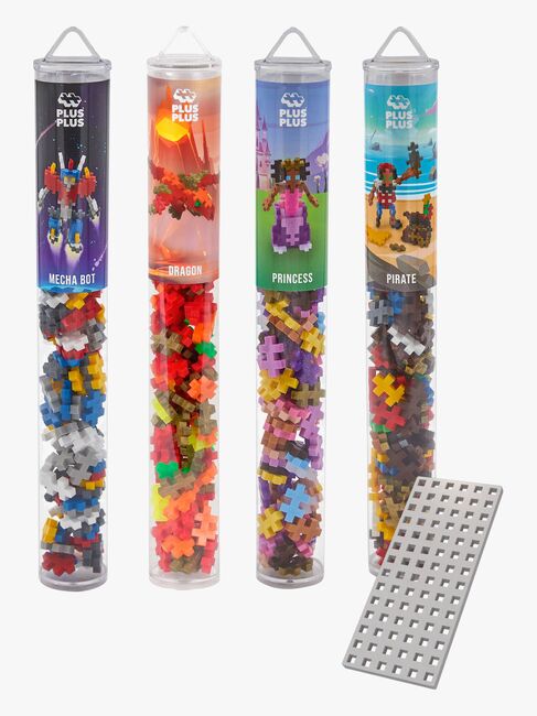 Plus-Plus Bausatz mit Bodenplatte & Röhre Coole Figuren 4x100 Teile