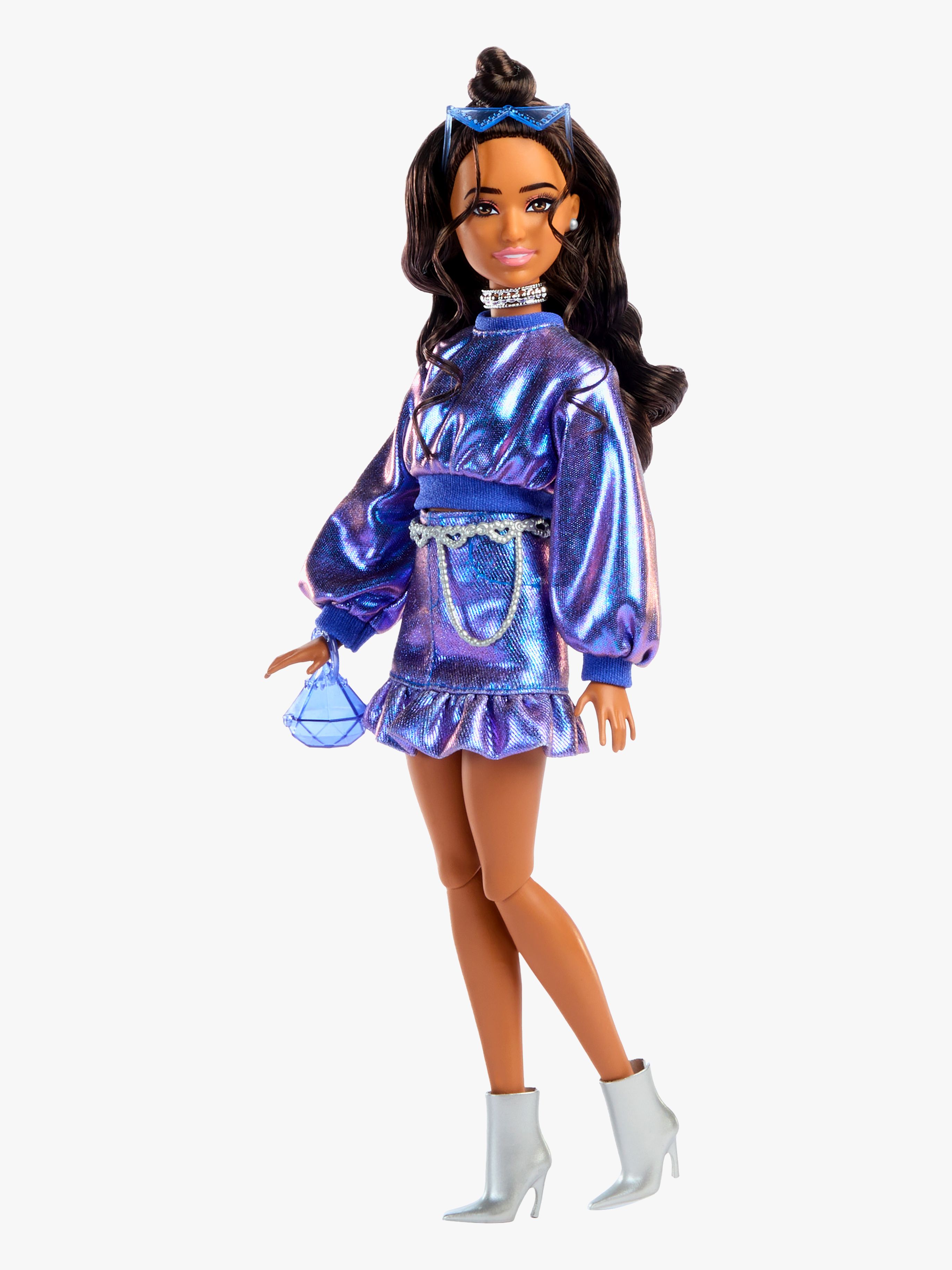 Barbie Deluxe Style Puppe Blauem Outfit