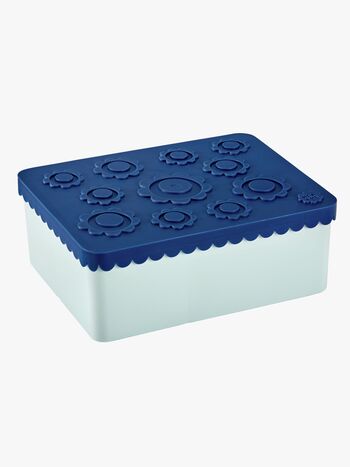 Blafre Brotdose Drei Fächer Blumenmuster, Blau