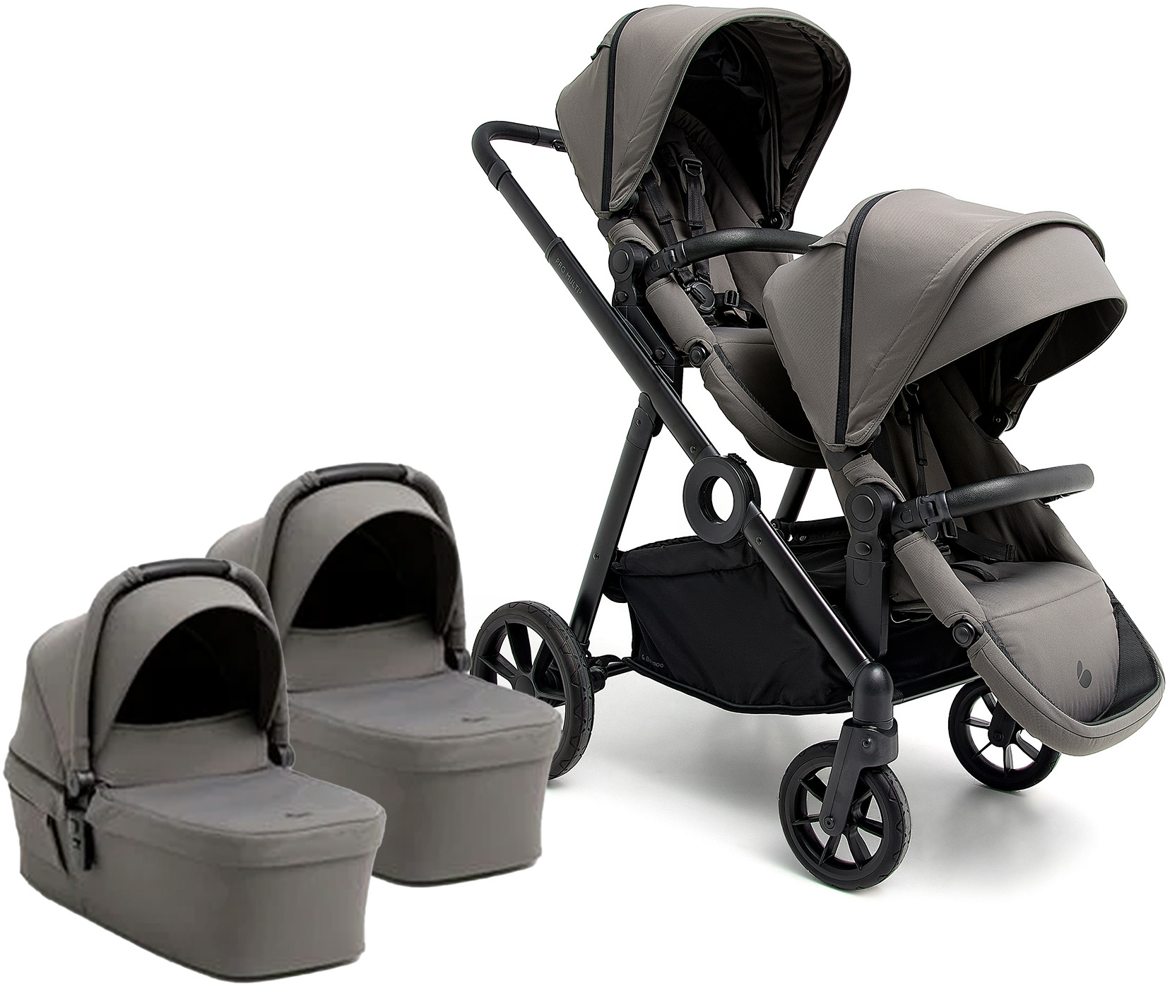 Beemoo Pro Multi 2 Zwillingswagen, Mocha Grey