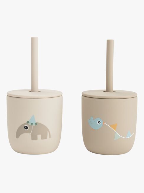 Done By Deer Celebration Trinkhalmbecher Silikon 2er-Pack, Sand