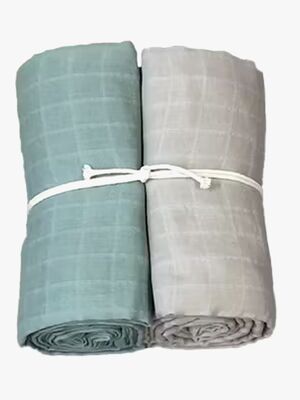 Mini Dreams Musselintuch 2er-Pack, Grün/Sand