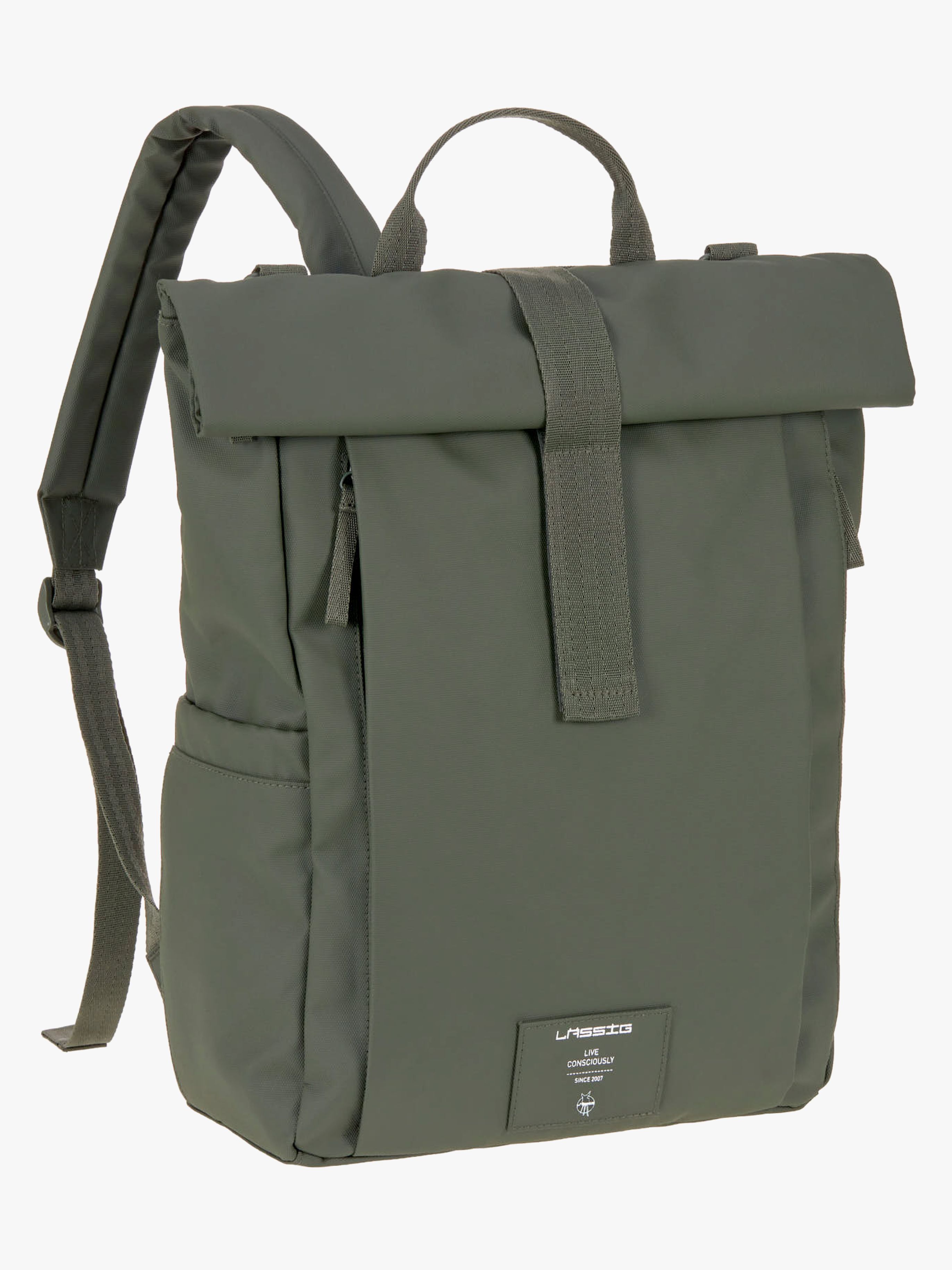 Lässig Rolltop Wickeltasche Rucksack, Olive